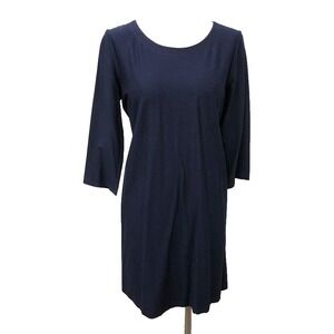 Eileen Fisher Shift Dress Womens Small Blue 3/4 Sleeve Professional Minimalist
